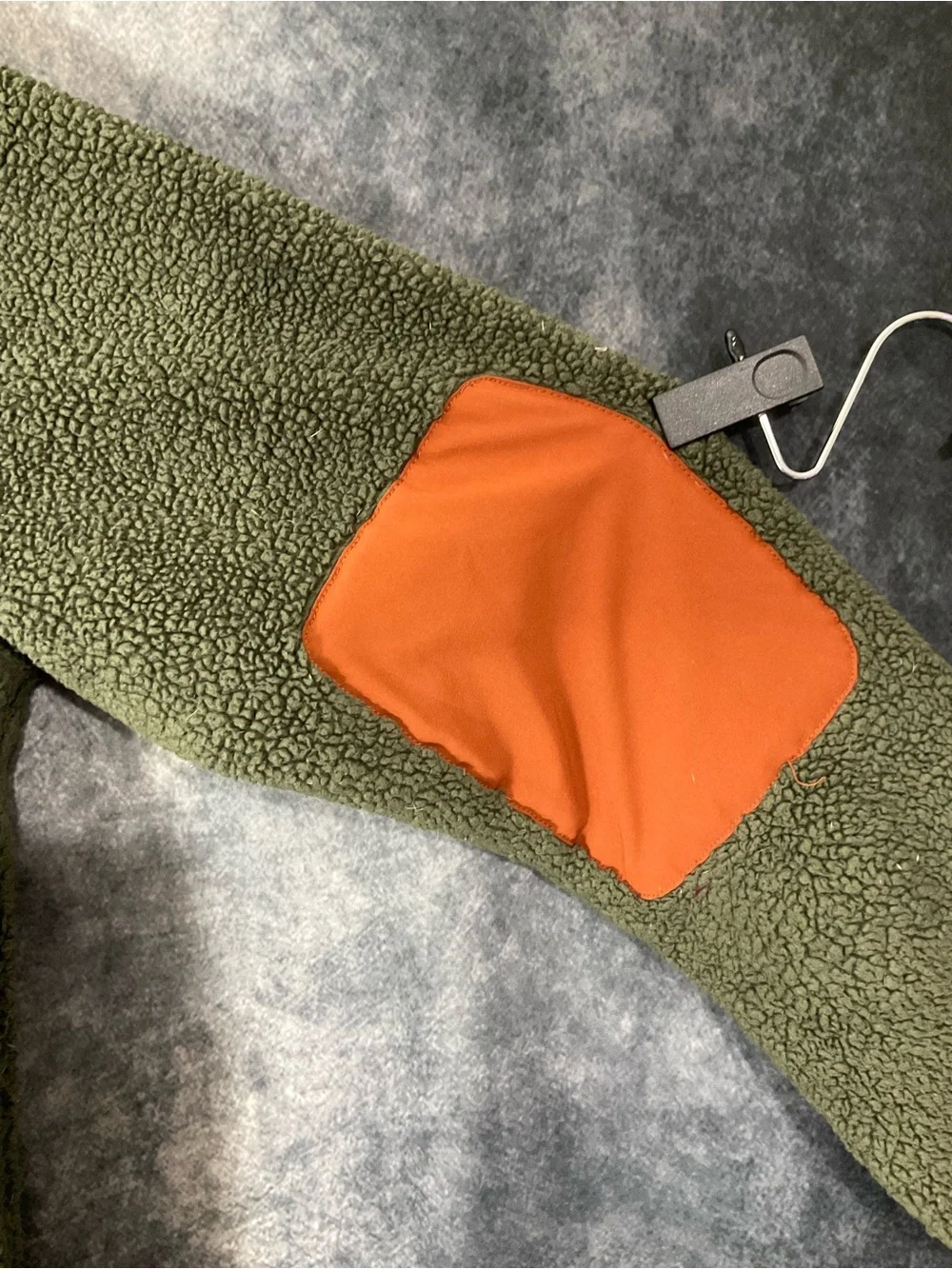The North Face Olive Green Sherpa Fleece Hoodie with Rust